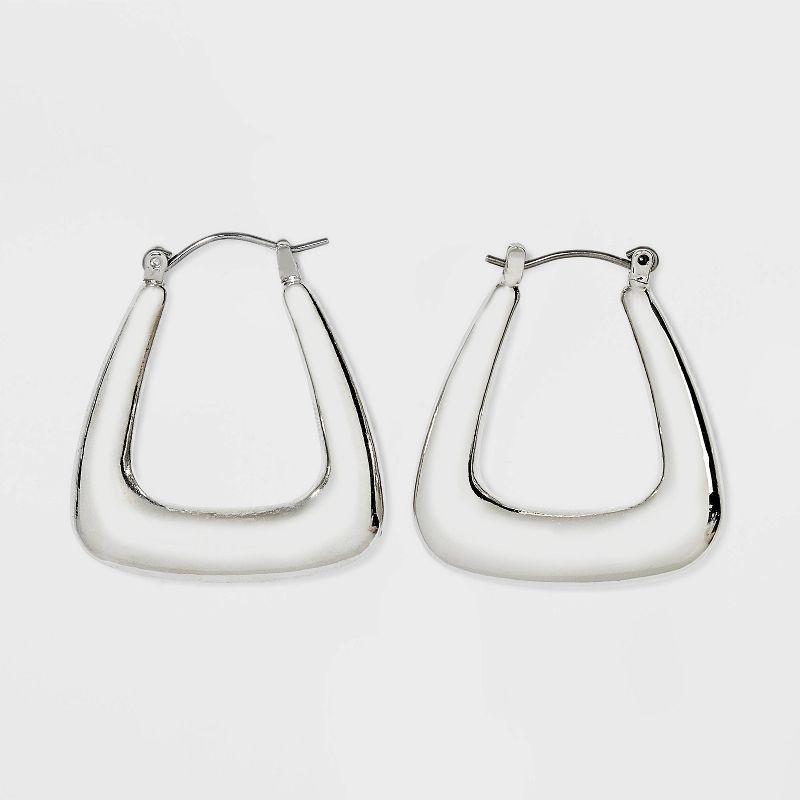 Puffy Squared Hoop Earrings - Universal Thread&#8482; Silver, 1 of 4