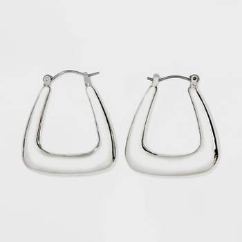 Puffy Squared Hoop Earrings - Universal Thread™ Silver