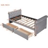 Twin Size Wooden Upholstered Daybed with Trundle Bed/Drawers 4L -ModernLuxe - 3 of 4