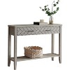 Kings Brand Furniture - Leffler Modern Console Sofa Table with Drawer and Open Storage Shelf for Entryway, Hallway and Living Room - Off-White - 2 of 4