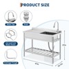 Commercial Stainless Steel Utility Sink Freestanding Single Bowl with Pull-Down Hot & Cold Faucet, Built-In Washboard, Indoor & Outdoor Use - 2 of 4