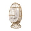 Outdoor Wicker Swivel Egg Chair,Egg Chair With Cushion And Metal Frame,Polyethylene Rattan Woven Patio Basket Shape Egg Chair-Coolbibila - 2 of 4