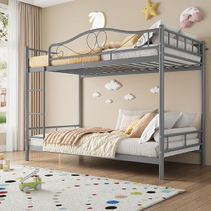 Bunk Bed Twin over Twin, Metal Bunk Bed with Safety Guardrail & Ladder, 400 LBS Weight Capacity, Space-Saving, No Box Spring Needed, Easy Assembly - 1 of 4