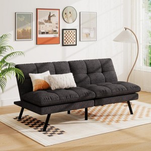 MUUEGM 68” Convertible Futon Sofa Bed| Upholstered Small Futon Couches with 3-Position Adjustable Backrest - 1 of 4