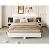 Floating Platform Bed, Bed with LED Headboard Light and Built-in Bedside Nightstands, Modern Particle Board Frame Bed-Baofuwish - 3 of 4