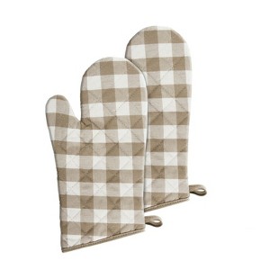 Kate Aurora 2 Pack Gingham Plaid Checkered Gingham Country Farmhouse Oven Mitts - 1 of 1
