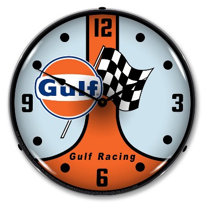 Collectable Sign & Clock | Gulf Racing GT40 LED Wall Clock Retro/Vintage, Lighted