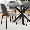 5 Pcs Dining Set for 4 Round Dining Table with Crossed Metal Legs and Oak Grain Upholstered Chairs for Kitchen and Dining Room - Tanpinhause - 2 of 4