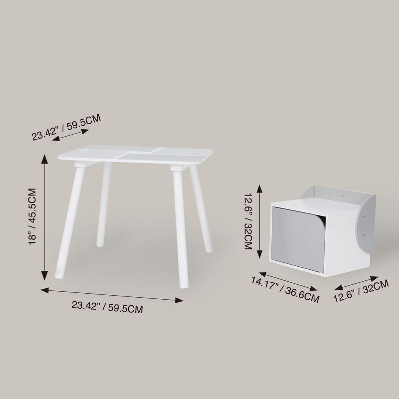 Fantasy Fields by Teamson Kids - Biscay Bricks Table & Chairs Kids Furniture - Grey, 4 of 12