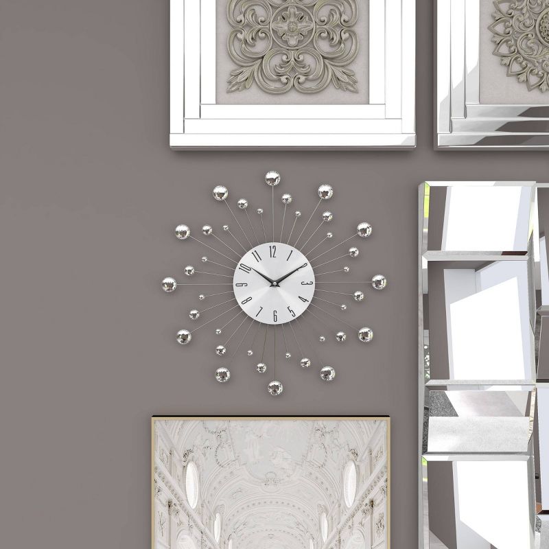 15"x15" Metal Starburst Wall Clock with Crystal Accents - Olivia & May, 4 of 18