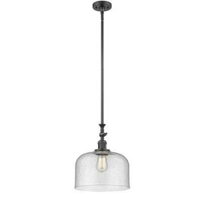 Bell - 1 Light Stem Hung Mini Pendant In Industrial Style-15 Inches Tall and 12 Inches Wide