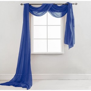 Home Mart Goods Navy Sheer Window Scarf Valance Topper Draping Extra Long - 37" x 216" - 1 of 4