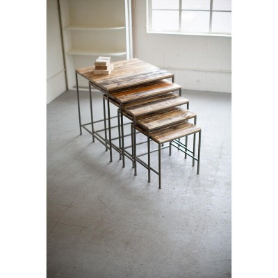 Recycled Wood and Iron Display Table Set of 5 – 31" Tall by Kalalou