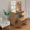 NicBex Vanity Desk with Mirror Small Vanity with Mirror, Modern Wood Cosmetic Table Set with 3 Open Shelves and 1 Stool for Apartment - 3 of 4