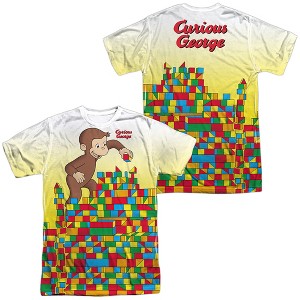 Men's Curious George Building Blocks (Front Back Print) Short Sleeve Costume T-Shirt - 1 of 4