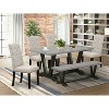 HomeStock 6-Pc Rectangle Natural Oak Finish Solid Wood Top Dining Table with 1-Bench, 4-Chairs - 2 of 4