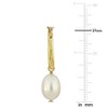EVERLY JEWELRY | Yellow Plated Sterling Silver 10-10.5MM Rice Shape Drop Freshwater Cultured Pearl on Rectangle Shape Hoop Earrings - 2 of 4