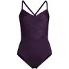 Lands' End Women's Slender Suit V-neck Pleated X-back One Piece Swimsuit Adjustable Straps - 3 of 4