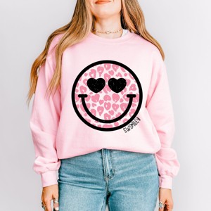 S.W.Smiley Leopard Heart Eyes Smiley -  Women's Graphic Sweatshirt - 1 of 4