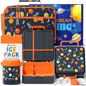 Kids Bento Snack Lunch Box with 4 Compartment, Insulated lunch Bag, Stainless Steel Vacuum Thermos Food Jar, Ice Pack - 1 of 4