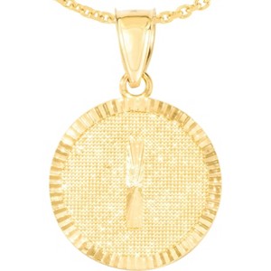 10k Yellow Gold 0.63" Personalized Medallion Alphabet Letter A - Z Initial Charm Pendant with optional Extendable Chain Necklace - 1 of 4