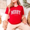Simply Sage Market Merry Vibes Varsity Thick Outline Short Sleeve Tee - L - Red - 2 of 4
