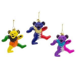 Kurt Adler Glass Christmas Ornament, Grateful Dead Bears, 4.25in (Pack of 3) - 1 of 3