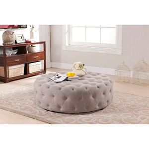 Cardiff Linen Modern Tufted Ottoman - Baxton Studio - 1 of 4