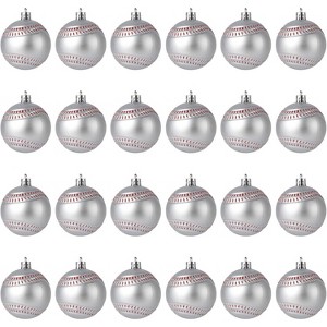 24PCS Sports Theme Christmas Ornaments Set, Football, Baseball,  Soccer Ball Hanging Decorations for Xmas Tree & Holiday Party Decor - 1 of 4