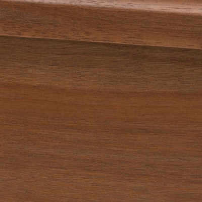 King Walnut Wood and Rattan Platform Bed with Woven Headboard