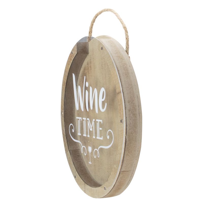 Northlight 12” Round Wine Time Cork Collector Wooden Hanging Wall Decoration, 5 of 6