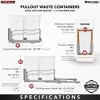 Rev-A-Shelf 53WC-1527SCDM-211 Double 27 Quart Pull-Out Under Mount Kitchen Waste Container Trash Cans with Soft-Close Slides - 4 of 4