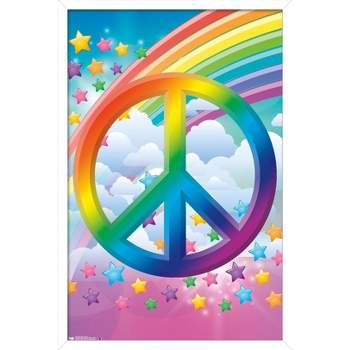 Trends International Peace Sign - Rainbows Framed Wall Poster Prints
