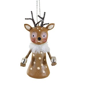 Bethany Lowe 3.0 Inch Little Reindeer Ornament Christmas Bells Tree Ornaments - 1 of 3