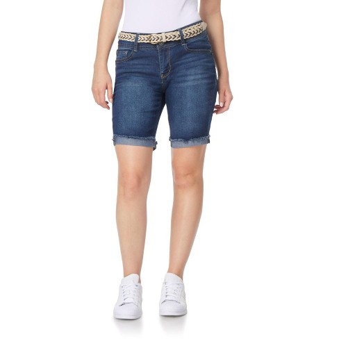 Wallflower Women's Luscious Curvy Denim Shorts Mid-rise Belted Insta  Stretch Juniors (available In Plus Size), Alani Belted Bermuda, 9 : Target