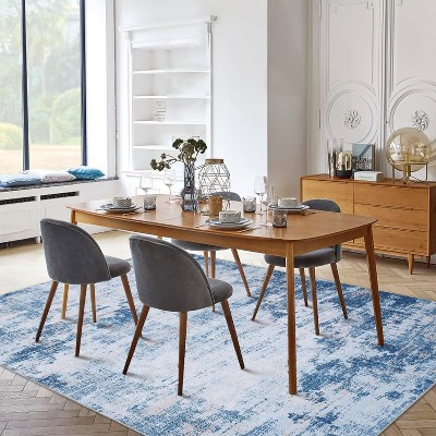 Washable Area Rug, Soft Faux Wool, Non-Slip, Low Pile, Abstract Design for Living Room, Bedroom, Dining Room.