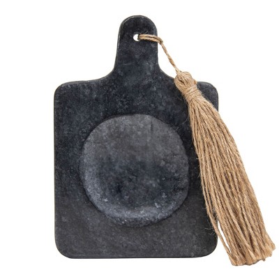 Black Marble & Jute Spoon Rest - Foreside Home & Garden