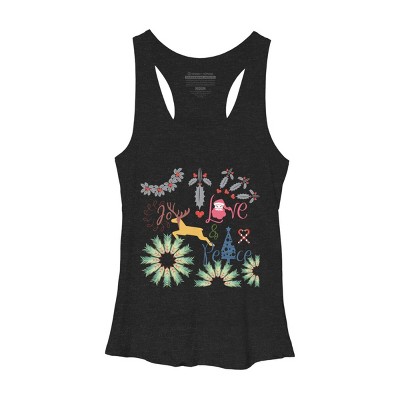 Women's Design By Humans Colorful Christmas Collage  By famenxt Racerback Tank Top