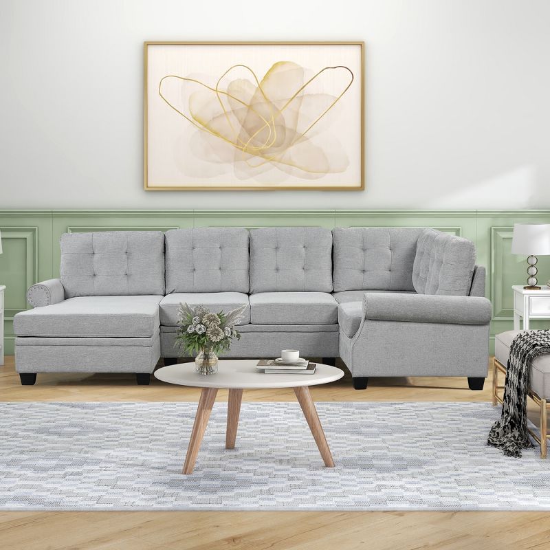 120" Modern U-Shaped Upholstered Corner Sectional Sofa Couch-ModernLuxe, 2 of 16