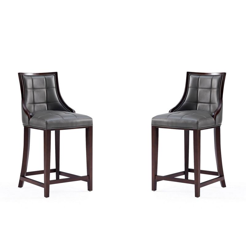 Set of 2 Fifth Avenue Upholstered Beech Wood Faux Leather Counter Height Barstools - Manhattan Comfort, 1 of 12