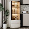 ATJafurn 23.6'' White China Cabinet Lighted Dining Cabinet Display Cabinet with Glass Doors and Drawers and LED Light for Living Room Dining Room - 2 of 4