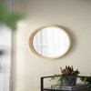 FONTOI Round Wall Mirror Solid Mango Wood Frame Transitional Decor Accent Home Decorative Mirror for Bathroom Entryway, Cream, 19.8"*19.8"*1.3" - 2 of 4