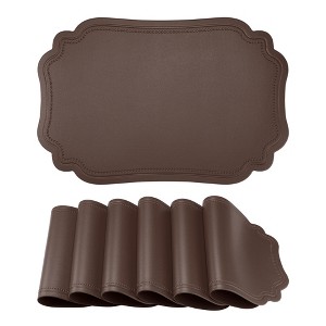 REGALWOVEN Solid Placemats Set of 6 Leather Placemats for Kitchen Dining Table Decor Heat Resistant Table Placemats Sturdy Table Mat - 1 of 4