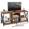 Fabato Wood TV Stand and Entertainment Center with Socket Plug-In Station, Height Adjustable Shelf, and Wire Threading Holes - 4 of 4