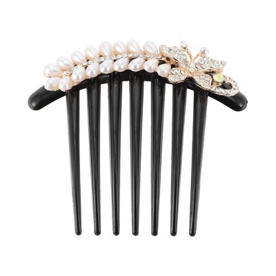 Unique Bargains Women's Butterfly Hair Insert Comb Black 1 Pc