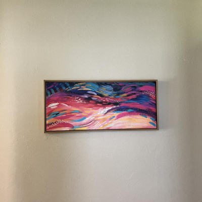 Kate and Laurel Sylvie Brushstroke 100 , Bright Abstract and 2 Framed  Canvas Wall Art Set by Jessi Raulet of Ettavee, 3 Piece Set, 16x20 and  23x33, Gold Frame, Colorful Striking Wall