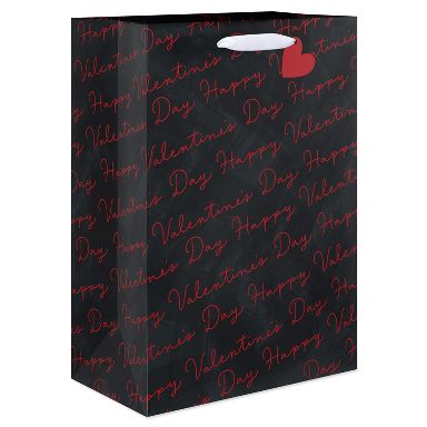 Valentine's Day Medium Gift Bag Happy Valentine's Day Lettering on Black