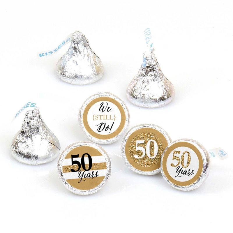 Big Dot of Happiness We Still Do - 50th Wedding Anniversary - Party Round Candy Sticker Favors - Labels Fits Chocolate Candy (1 sheet of 108), 1 of 7