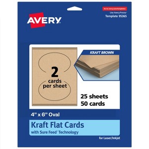 Avery Oval Flat Cards, 4" x 6", Matte Kraft Brown, 50 Total - 1 of 4