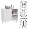 CAVINAS White Buffet Cabinet with Solid Wood Legs,Kitchen Storage Cabinet with Decorative Doors,Entryway Cabinet for Living Room,Hallway,Dining Room - 3 of 4
